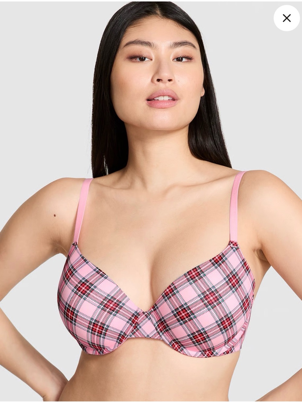 VS Pink Plaid Underwire T-Shirt Bra